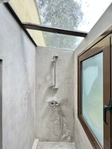Shower with glass roof