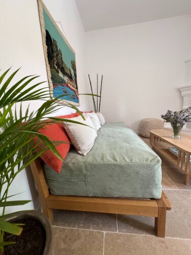 Cozy holiday home with modern kitchen, comfortable living room, bright bedroom, and private garden, ideal for a relaxing stay in Skiathos