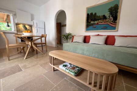 Cozy holiday home with modern kitchen, comfortable living room, bright bedroom, and private garden, ideal for a relaxing stay in Skiathos