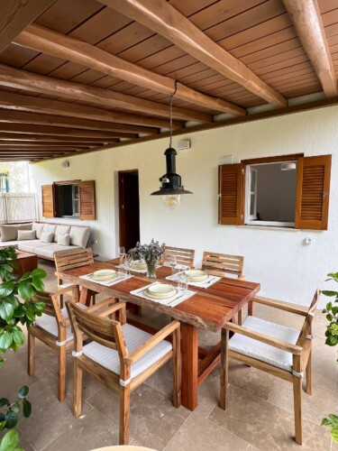 Cozy holiday home with modern kitchen, comfortable living room, bright bedroom, and private garden, ideal for a relaxing stay in Skiathos