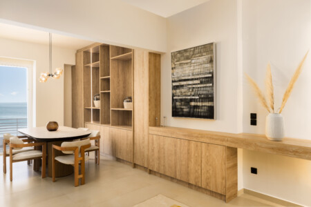 Ivory premium two-bedroom apartment on Leoforos Nikis in Thessaloniki with elegant design, sea views, and modern amenities for a luxurious stay.