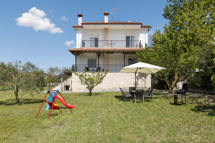 Villa Anthea in Fourka, a spacious holiday villa with private garden, outdoor dining area, and family-friendly amenities for a relaxing stay in Halkidiki.