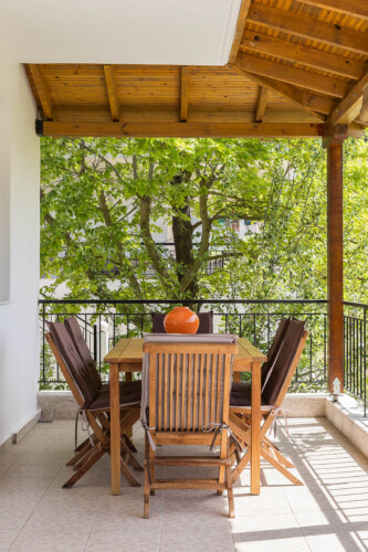 Villa Anthea in Fourka, a spacious holiday villa with private garden, outdoor dining area, and family-friendly amenities for a relaxing stay in Halkidiki.