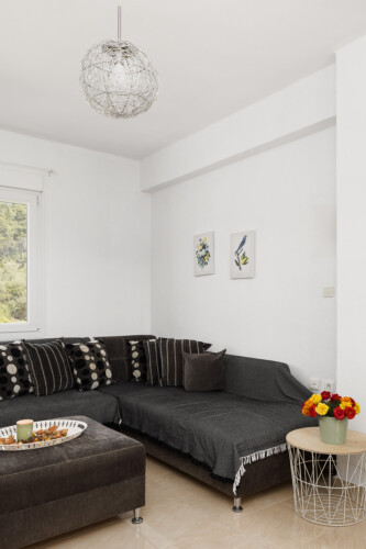 Villa Anthea in Fourka, a spacious holiday villa with private garden, outdoor dining area, and family-friendly amenities for a relaxing stay in Halkidiki.