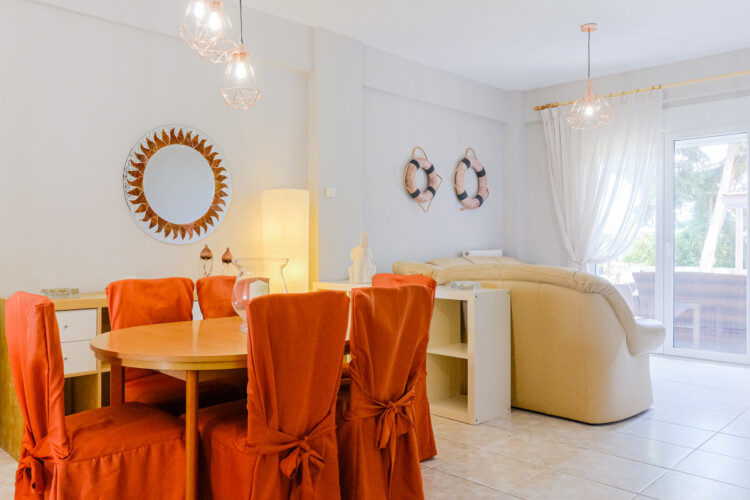 Villa Anthea in Fourka, a spacious holiday villa with private garden, outdoor dining area, and family-friendly amenities for a relaxing stay in Halkidiki.