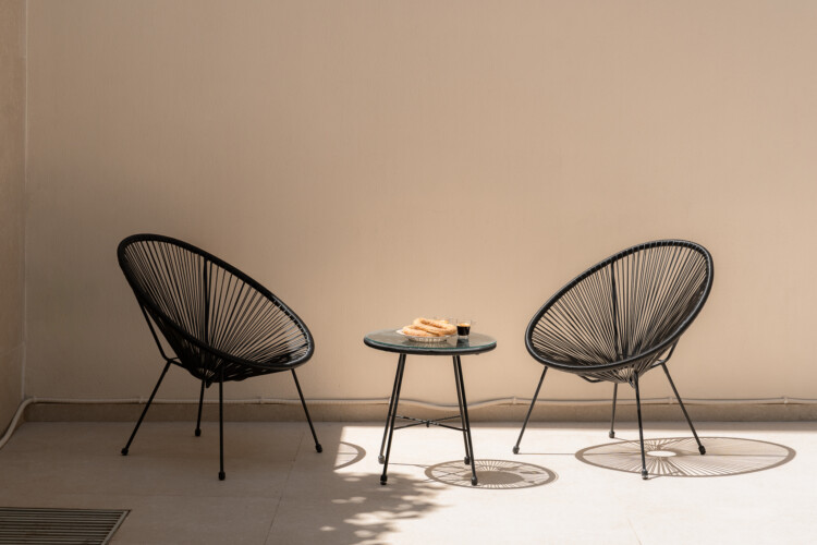 Dry Martini two-bedroom apartment in the city center with premium amenities, two bathrooms, stylish living room, and private balcony for a comfortable stay in Thessaloniki.