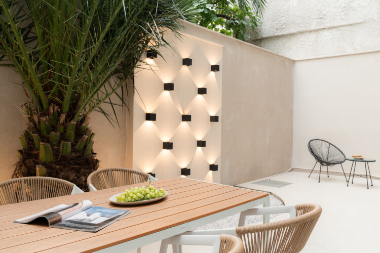 Dry Martini two-bedroom apartment in the city center with premium amenities, two bathrooms, stylish living room, and private balcony for a comfortable stay in Thessaloniki.