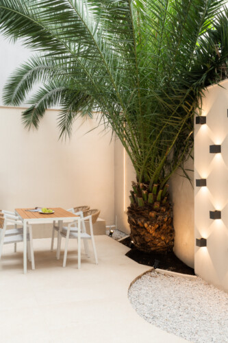 Dry Martini two-bedroom apartment in the city center with premium amenities, two bathrooms, stylish living room, and private balcony for a comfortable stay in Thessaloniki.