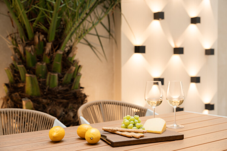 Dry Martini two-bedroom apartment in the city center with premium amenities, two bathrooms, stylish living room, and private balcony for a comfortable stay in Thessaloniki.