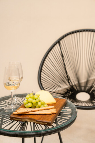 Dry Martini two-bedroom apartment in the city center with premium amenities, two bathrooms, stylish living room, and private balcony for a comfortable stay in Thessaloniki.