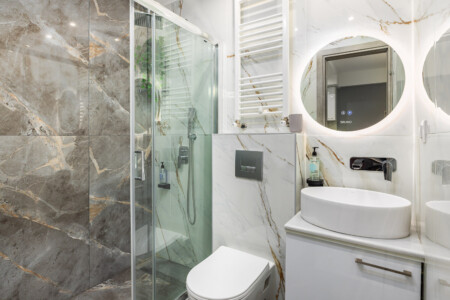 Eleanor one-bedroom apartment in the center of Thessaloniki with modern design, bright living room, and private balcony for a stylish city stay