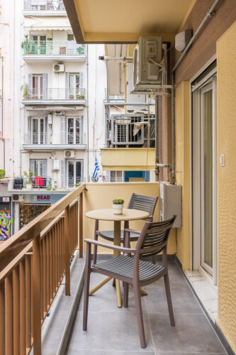 Eleanor one-bedroom apartment in the center of Thessaloniki with modern design, bright living room, and private balcony for a stylish city stay