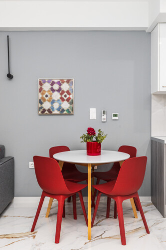 Eleanor one-bedroom apartment in the center of Thessaloniki with modern design, bright living room, and private balcony for a stylish city stay