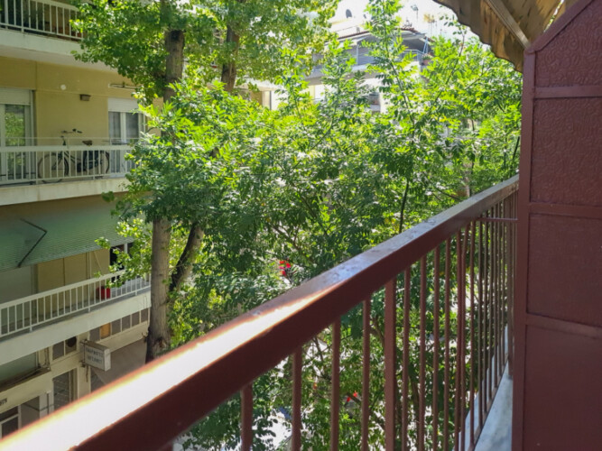 Myrto one-bedroom apartment near Thessaloniki center with modern living space, balcony, and easy metro access for a convenient city stay