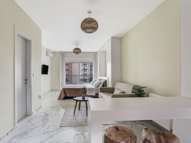 Halu modern living room interior featuring elegant beige walls chic furniture and natural light showcasing a serene and inviting atmosphere perfect for relaxation